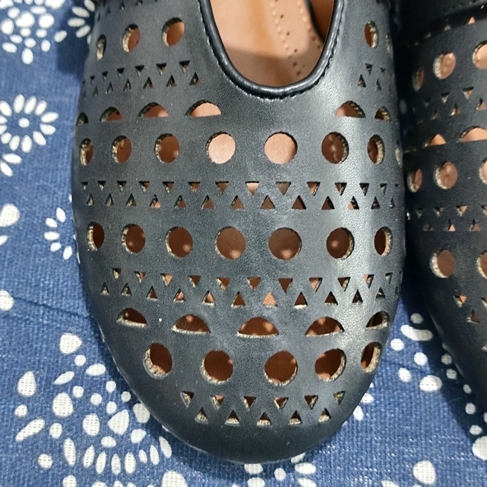Alaia Black Perforated Leather Mary Jane Flats with Buckle - Picture 3 of 9